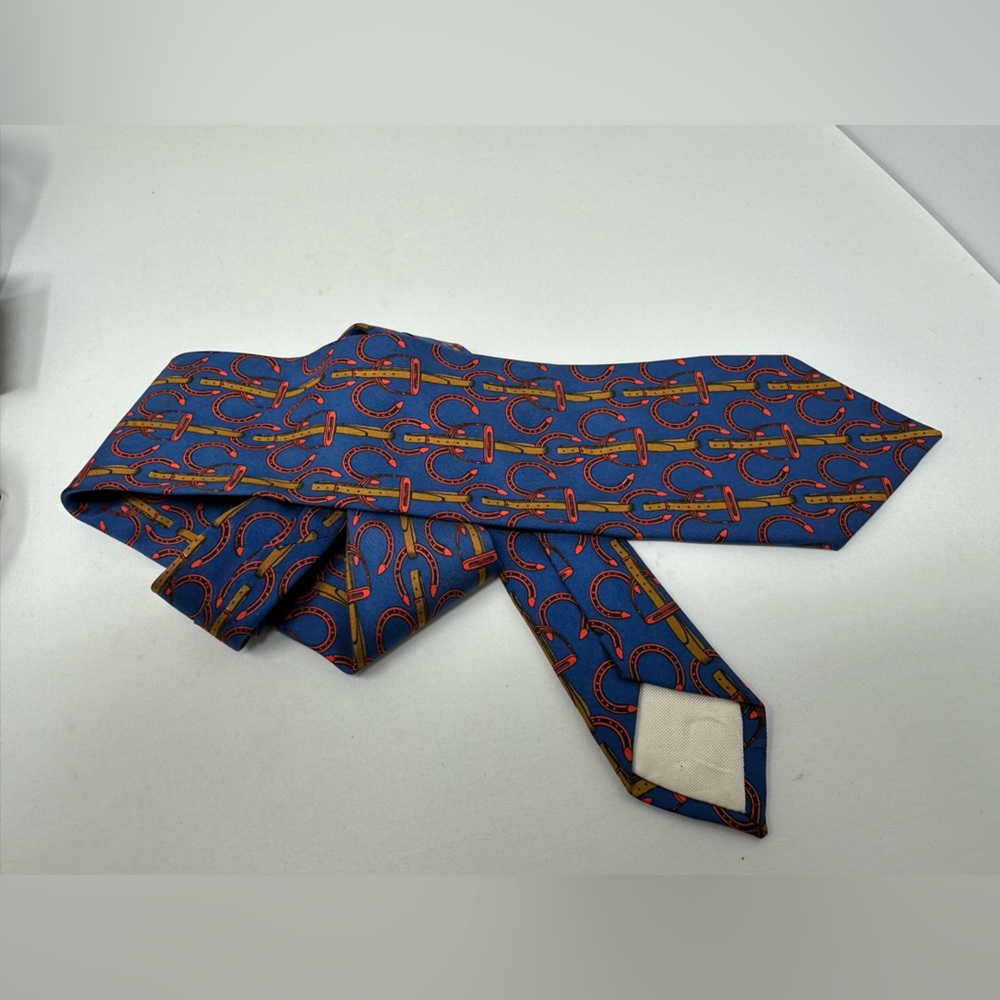 Hermes Tie Vintage Silk 517 IA blue